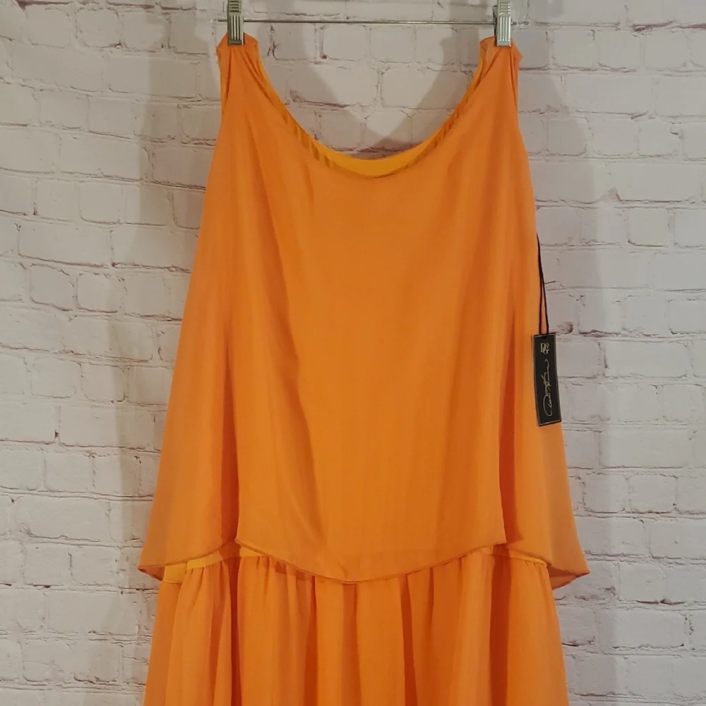 DG2 by Diane Gilman Orange Sleeveless Scoop Neck Sundress - Picture 3 of 6